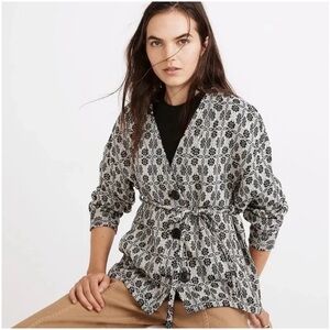 Madewell Black and White Textured Cardigan Jacket